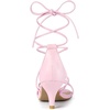 image:imageAllegra K Womens Strappy Lace Up Kitten Heel Dress Sandals  Synthetic Leather Vamp with ABS Kitten Heel Padded Insole for Comfort Party ready Open Toe Strappy DesignLight Pink