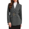 image:imageAllegra K Blazers for Women Business Casual Belted Long Blazer Suit Jacket  Collared Flat Pockets Long Sleeve Office Work Outfits Professional Interview Spring Fall Winter ClothesDark Gray