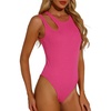 image:imageAllegra K Bodysuit Tank Tops for Womens Sexy Slim Fit Gilding Shiny Ribbed Body SuitsHot Pink