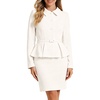 image:imageAllegra K Women Business Peplum Blazer Jacket Mini Pencil Skirt Sets  Formal Work Long Sleeve Collared Jackets Mini Pencil Bodycon Skirt Suits with BeltWhite