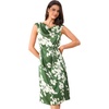 image:imageAllegra K Women Elegant Vintage Floral Cowl Neck Cap Sleeve Dress  Satin fabric Versatile for dinner date evening party Cowl neck design Shift midi silhouetteDark Green