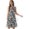 image:imageAllegra K Women Elegant Vintage Floral Cowl Neck Cap Sleeve Dress  Satin fabric Versatile for dinner date evening party Cowl neck design Shift midi silhouetteWhite Black