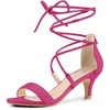 image:imageAllegra K Women Kitten Heel Lace Up Open Toe Sandals  ABS outsole 2 38 inches heel height Trendy and elegant look Ankle strap fastening Open toe designHot Pink
