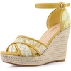 image:imageAllegra K Women Lace Espadrilles Wedge Sandals  TPR Outsole Open Toe with Ankle Strap Buckle Decor Platform Heel Espadrille Style Easy to MatchYellow Green
