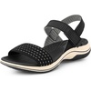 image:imageAllegra K Women Open Toe Wedge Low Heel Hook and Loop Platform Sandals  Slingback design with ankle strap Cushioned footbed for comfort Perfect for casual outings Hook and loop closureBlack