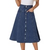 image:imageAllegra K Womens Denim Skirt A Line Button Down Midi Jean Skirts  High Waisted Stretchy Pockets Elastic Waist Back Below Knee Length Casual Summer Western SkirtsMedium Blue
