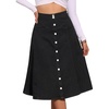 image:imageAllegra K Womens Denim Skirt A Line Button Down Midi Jean Skirts  High Waisted Stretchy Pockets Elastic Waist Back Below Knee Length Casual Summer Western SkirtsBlack
