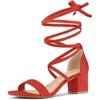 image:imageAllegra K Womens Open Toe Lace Up Mid Chunky Heeled Sandals  Party SandalsOrange