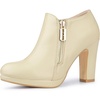 image:imageAllegra K Womens Platform Round Toe Chunky Heelss Ankle Booties  Dress BootsBeige