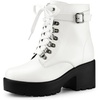 image:imageAllegra K Womens Zip Chunky Heel Platform Ankle Combat Boots  Casual BootsWhite
