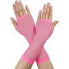 image:imageuxcell Pair Elastic Mesh Fishnet Elbow Fingerless Goth Arm Warmers for WomenPink