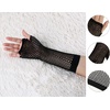 image:imageuxcell Pair Elastic Mesh Fishnet Elbow Fingerless Goth Arm Warmers for WomenBlack