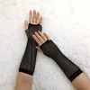 image:imageuxcell Pair Elastic Mesh Fishnet Elbow Fingerless Goth Arm Warmers for WomenBlack
