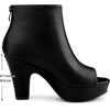 image:imageAllegra K Peep Toe Ankle Boots for Women Back Zip Chunky Heel Platform BootBlack