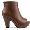 image:imageAllegra K Peep Toe Ankle Boots for Women Back Zip Chunky Heel Platform BootBrown