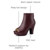 image:imageAllegra K Peep Toe Ankle Boots for Women Back Zip Chunky Heel Platform BootBurgundy