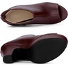 image:imageAllegra K Peep Toe Ankle Boots for Women Back Zip Chunky Heel Platform BootBurgundy