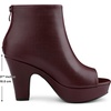 image:imageAllegra K Peep Toe Ankle Boots for Women Back Zip Chunky Heel Platform BootBurgundy