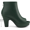 image:imageAllegra K Peep Toe Ankle Boots for Women Back Zip Chunky Heel Platform BootDark Green