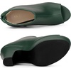 image:imageAllegra K Peep Toe Ankle Boots for Women Back Zip Chunky Heel Platform BootDark Green