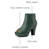 image:imageAllegra K Peep Toe Ankle Boots for Women Back Zip Chunky Heel Platform BootDark Green