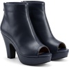 image:imageAllegra K Peep Toe Ankle Boots for Women Back Zip Chunky Heel Platform BootNavy Blue