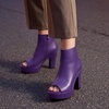 image:imageAllegra K Peep Toe Ankle Boots for Women Back Zip Chunky Heel Platform BootPurple