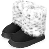 image:imageAllegra K Women Faux Suede Faux Fur Flat Pull on Snow Boots for WinterBlack