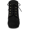 image:imageAllegra K Women Faux Suede Lace Up Platform Chunky Heel Ankle BootiesBlack