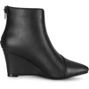 image:imageAllegra K Women PU Leather Pointed Toe Zipper Wedge Heel Ankle BootiesBlack