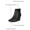 image:imageAllegra K Women PU Leather Pointed Toe Zipper Wedge Heel Ankle BootiesBlack
