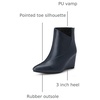 image:imageAllegra K Women PU Leather Pointed Toe Zipper Wedge Heel Ankle BootiesNavy Blue