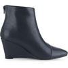 image:imageAllegra K Women PU Leather Pointed Toe Zipper Wedge Heel Ankle BootiesNavy Blue