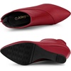 image:imageAllegra K Women PU Leather Pointed Toe Zipper Wedge Heel Ankle BootiesRed