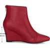 image:imageAllegra K Women PU Leather Pointed Toe Zipper Wedge Heel Ankle BootiesRed