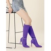 image:imageAllegra K Women Rhinestone Crystal Chain Pointed Toe Stiletto Heels BootsDark Purple