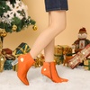 image:imageAllegra K Women Rubber Clear Heel Pointed Toe Chunky Heels Ankle BootsOrange