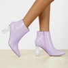 image:imageAllegra K Women Rubber Clear Heel Pointed Toe Chunky Heels Ankle BootsPurple