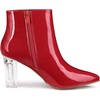 image:imageAllegra K Women Rubber Clear Heel Pointed Toe Chunky Heels Ankle BootsRed