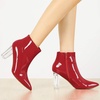 image:imageAllegra K Women Rubber Clear Heel Pointed Toe Chunky Heels Ankle BootsRed