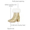image:imageAllegra K Women Sparkly Glitter Faux Fur Square Toe Chunky Heel Ankle BootsGold