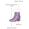 image:imageAllegra K Women Sparkly Glitter Faux Fur Square Toe Chunky Heel Ankle BootsPurple