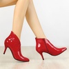 image:imageAllegra K Women V Shape Pointed Toe Stiletto Heel Ankle Boots Side ZipperRed