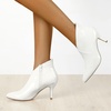 image:imageAllegra K Women V Shape Pointed Toe Stiletto Heel Ankle Boots Side ZipperWhite