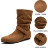 image:imageAllegra K Women Wide Mid Calf Slouch Pull on Low Heel BootiesBrown