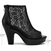 image:imageAllegra K Womens Lace Peep Toe Booties Platform Chunky Heel BootsBlack