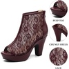 image:imageAllegra K Womens Lace Peep Toe Booties Platform Chunky Heel BootsBurgundy
