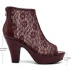 image:imageAllegra K Womens Lace Peep Toe Booties Platform Chunky Heel BootsBurgundy