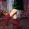 image:imageAllegra K Womens Low Platform Side Zip Buckle Chunky Heel Ankle BootiesBurgundy
