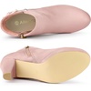 image:imageAllegra K Womens Low Platform Side Zip Buckle Chunky Heel Ankle BootiesDust Pink